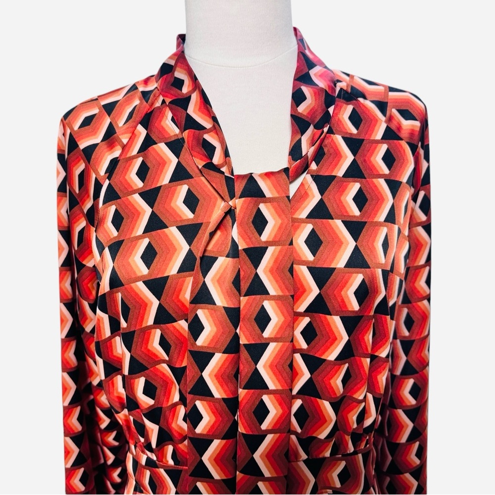 Worthington Long Sleeve Geometric Fit + Flare Dress Pockets! Size Small New - Picture 7 of 9